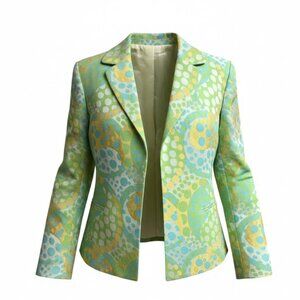 Agnona for Bergdorf Goodman Brocade Mod Design Open Front Blazer